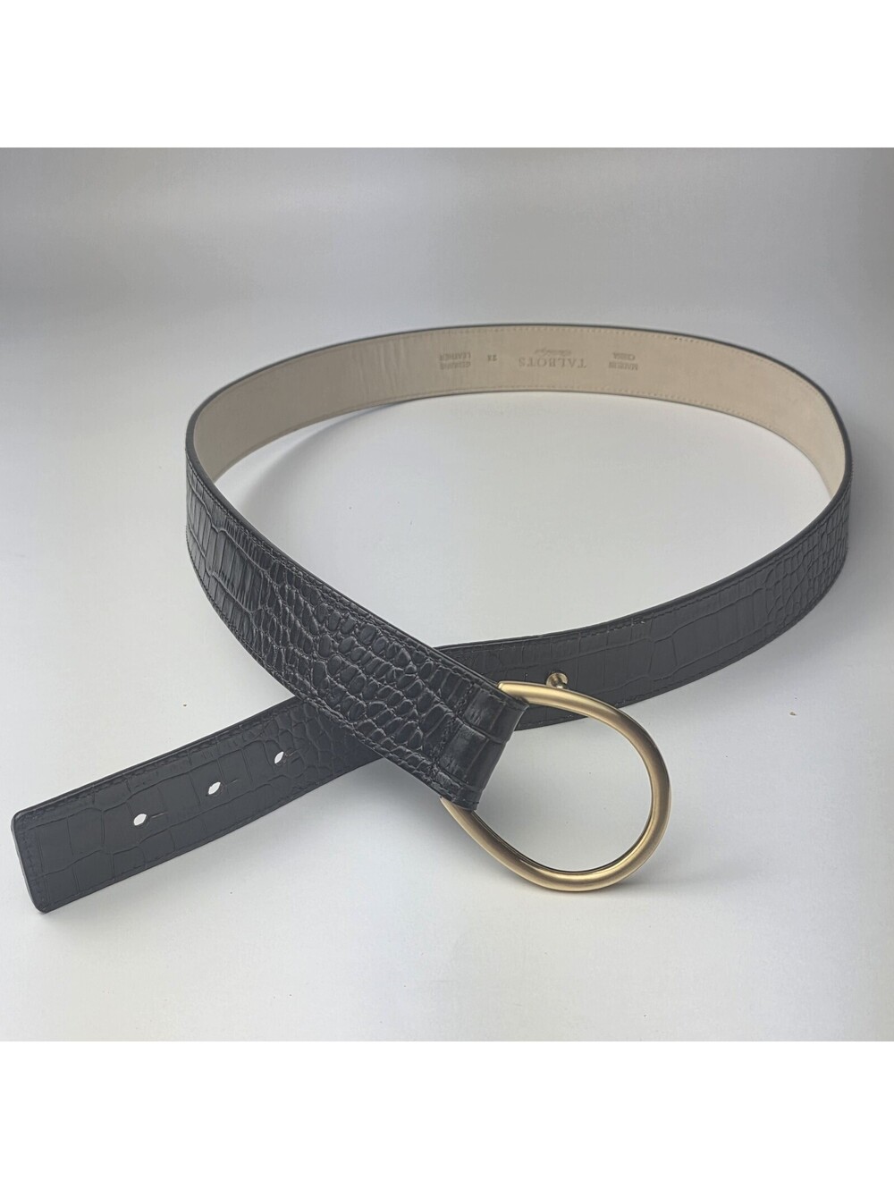 NEW Talbots Crocodile Pattern Leather Belt Loop Fold Over Dark Brown 2x